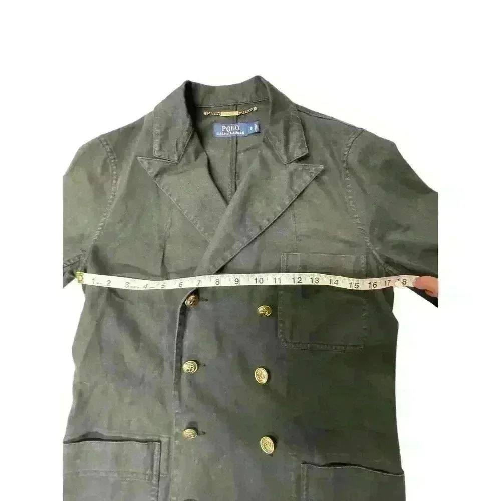 POLO by Ralph Lauren Black Cotton/Linen Military Jacket Coat Blazer Size 8 - Picture 11 of 16